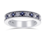 Milgrain Sapphire and Diamond Band Ring 