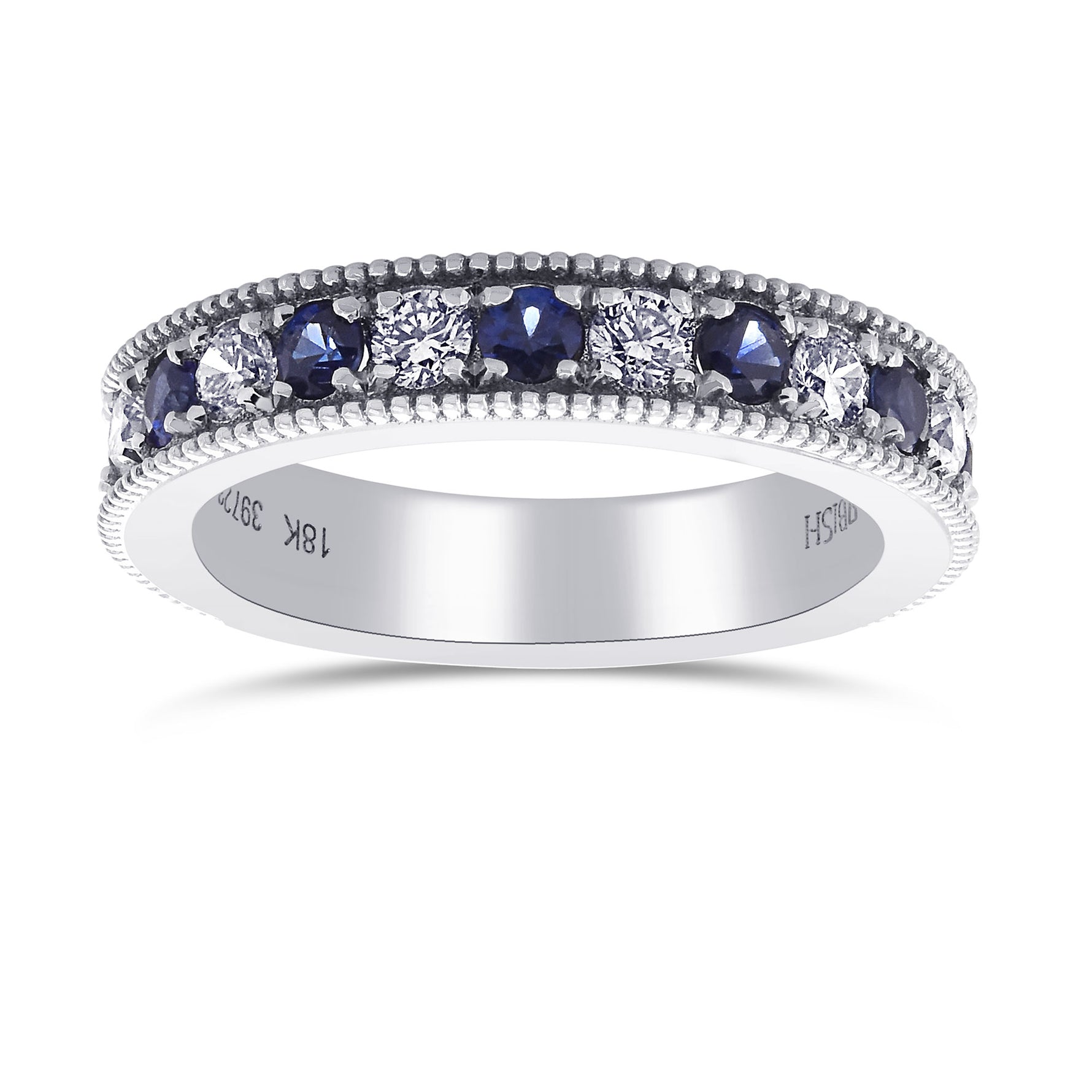 Milgrain Sapphire and Diamond Band Ring 