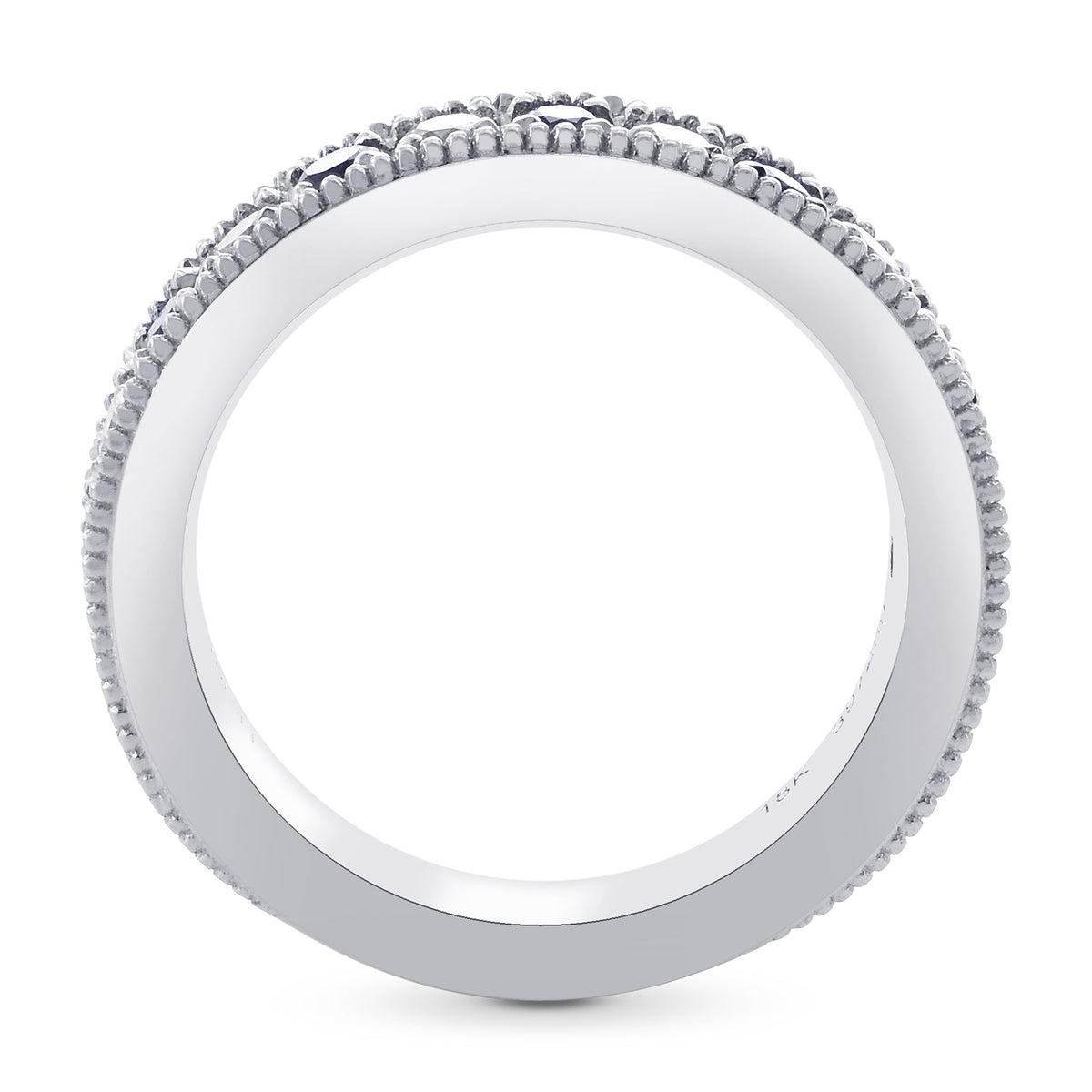 Milgrain Sapphire and Diamond Band Ring 