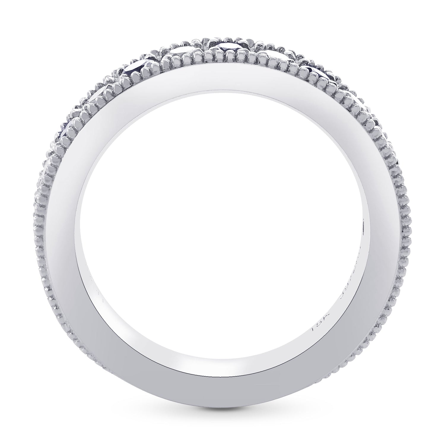 Milgrain Sapphire and Diamond Band Ring 