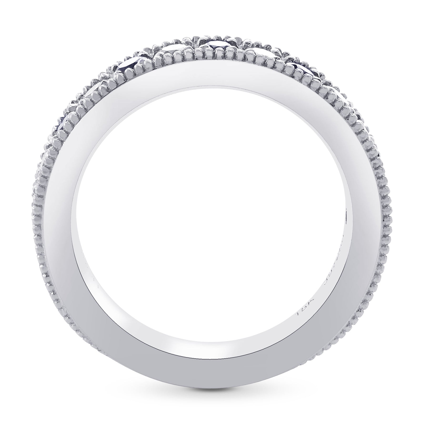 Milgrain Sapphire and Diamond Band Ring 
