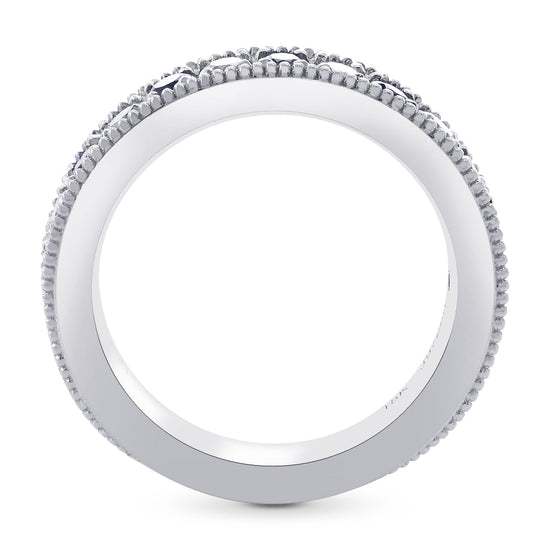 Milgrain Sapphire and Diamond Band Ring 