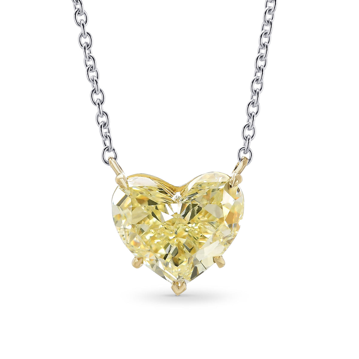 Light Yellow Heart Diamond Solitaire Pendant  