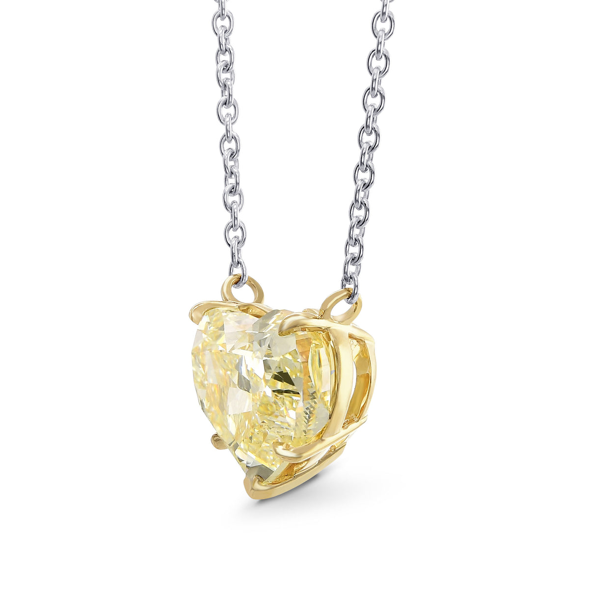 Light Yellow Heart Diamond Solitaire Pendant  