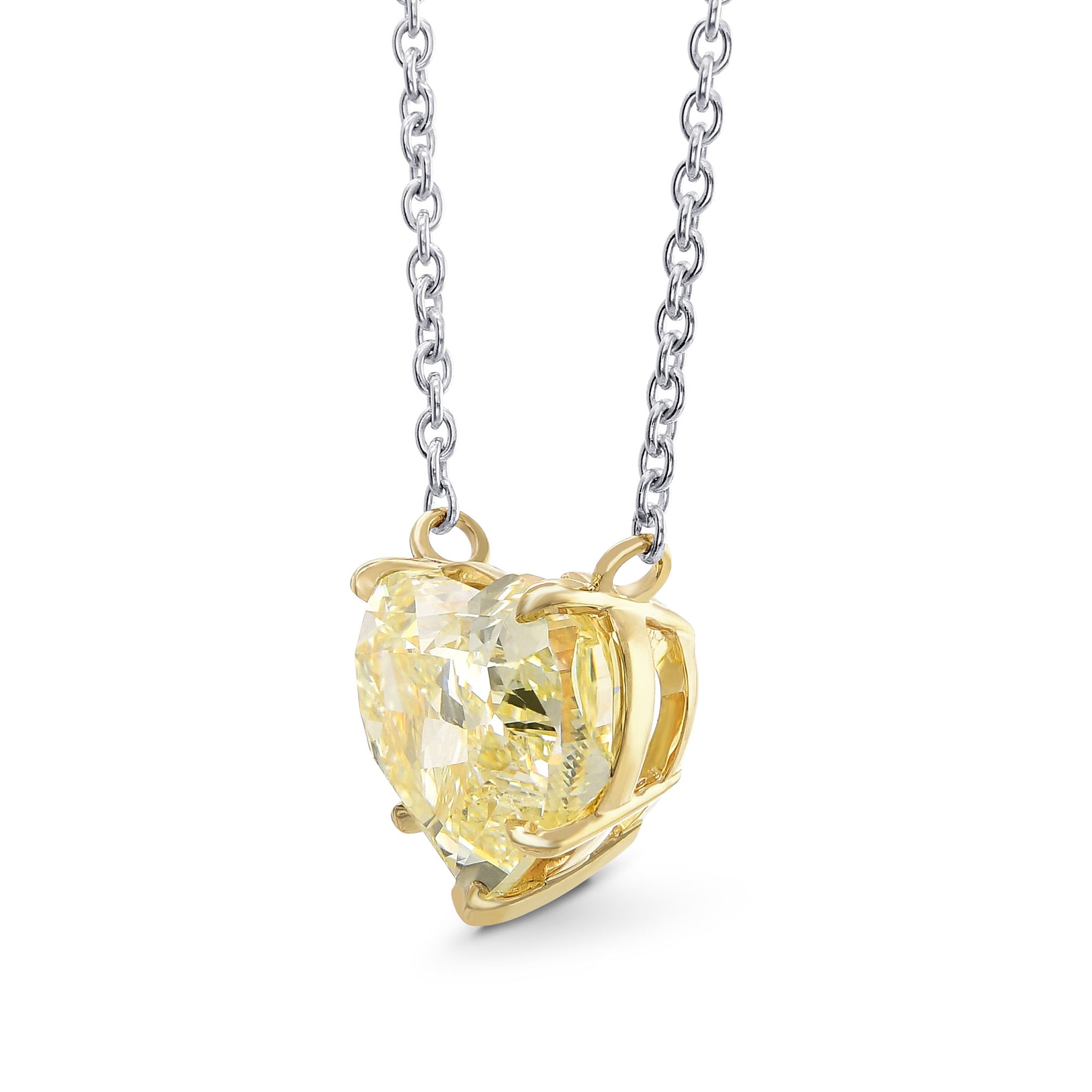 Light Yellow Heart Diamond Solitaire Pendant  