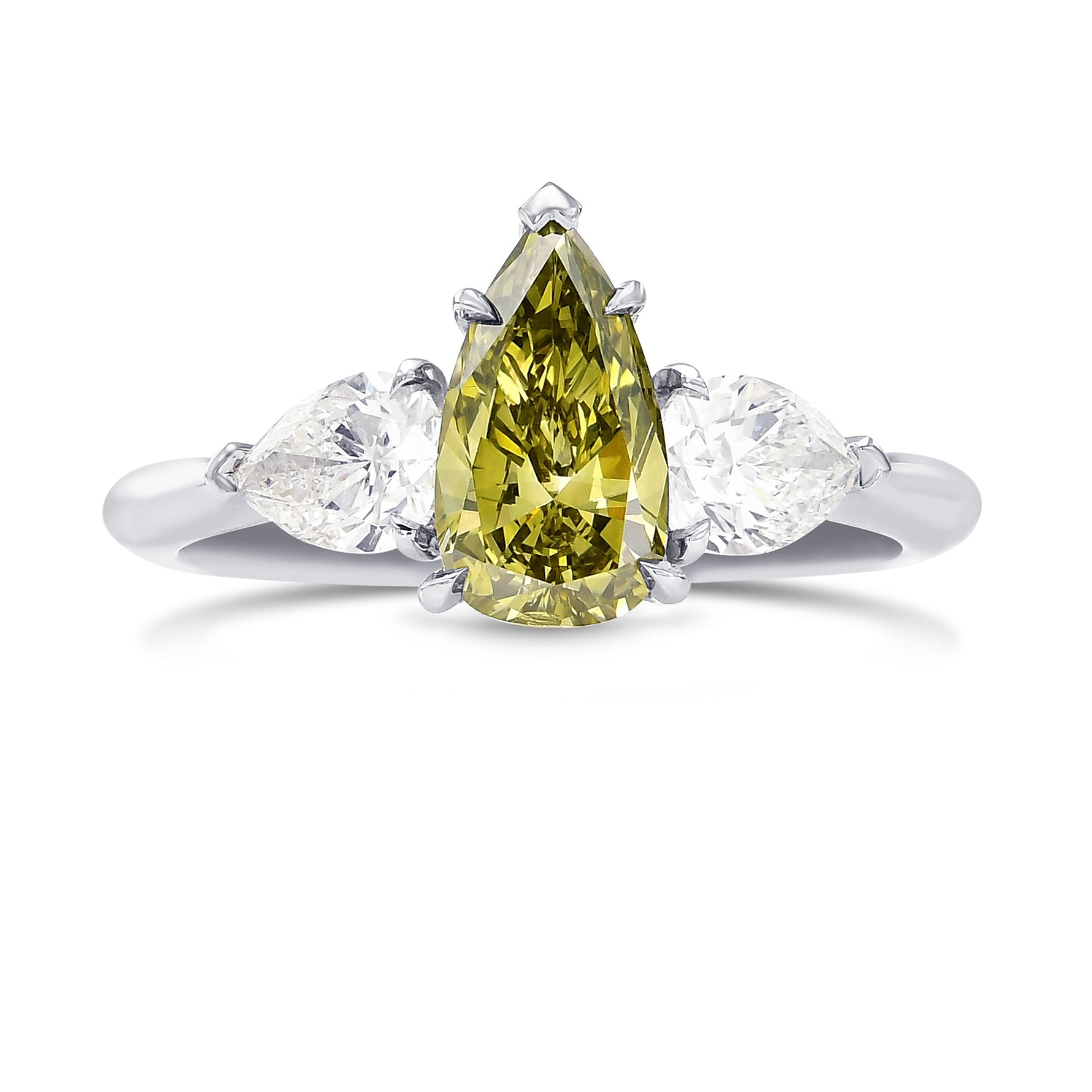  Chameleon Pear Shape Diamond 3 stone Ring
