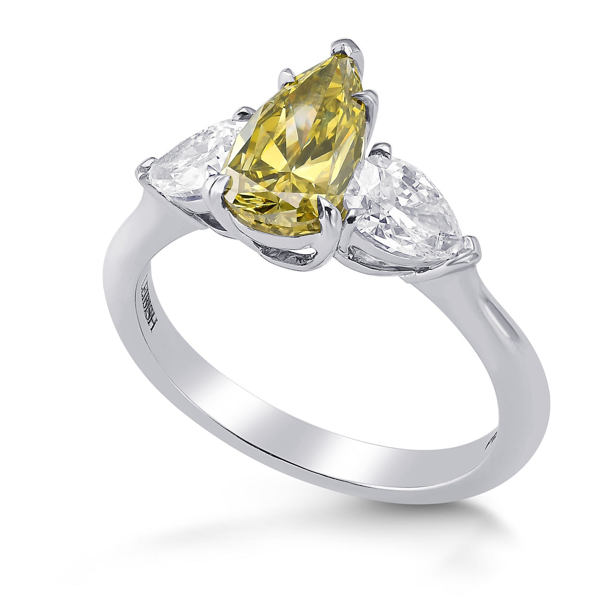  Chameleon Pear Shape Diamond 3 stone Ring