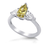  Chameleon Pear Shape Diamond 3 stone Ring