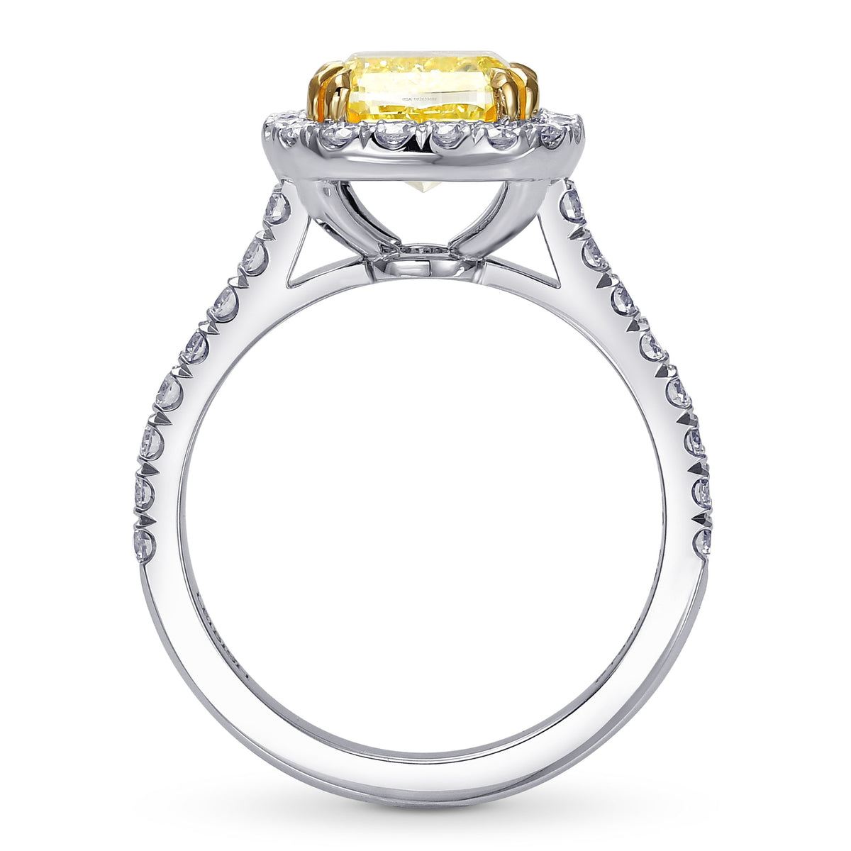Fancy Intense Yellow Cushion Diamond Halo Ring