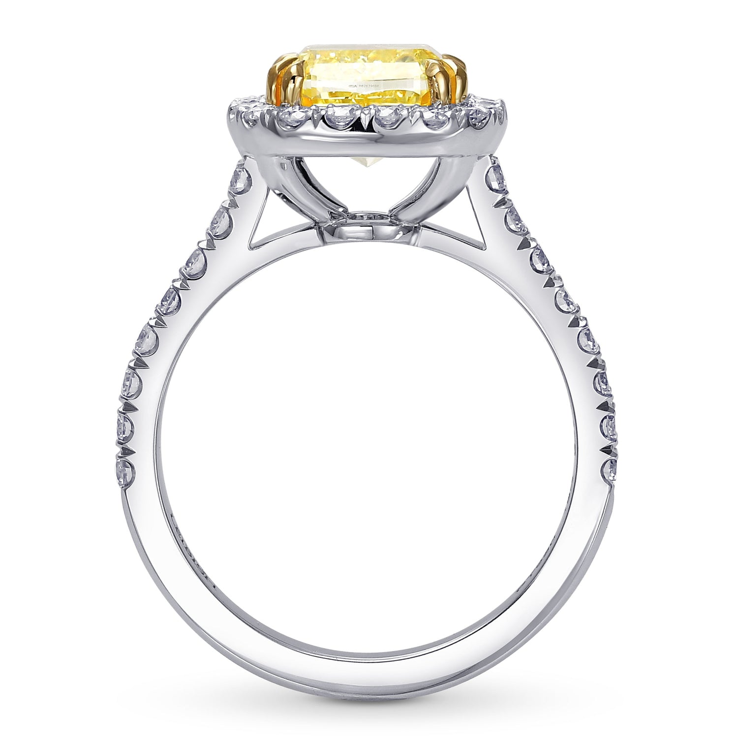 Fancy Intense Yellow Cushion Diamond Halo Ring