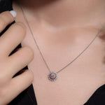 Fancy Light Pink Round Brilliant Filigree Halo Pendant