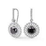  Natural Fancy  Black Diamond Filigree Halo Drop Earrings
