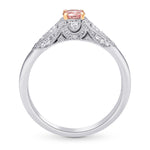Argyle Fancy Orangy Pink Round Vintage Style Diamond Ring 