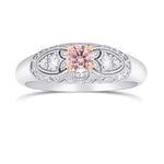 Argyle Fancy Orangy Pink Round Vintage Style Diamond Ring 