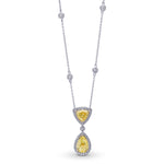 Fancy Light Yellow Pear and Triangle Drop Halo Diamond Pendant.