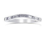 Contoured Brilliants and Baguette Diamond Engagement Ring