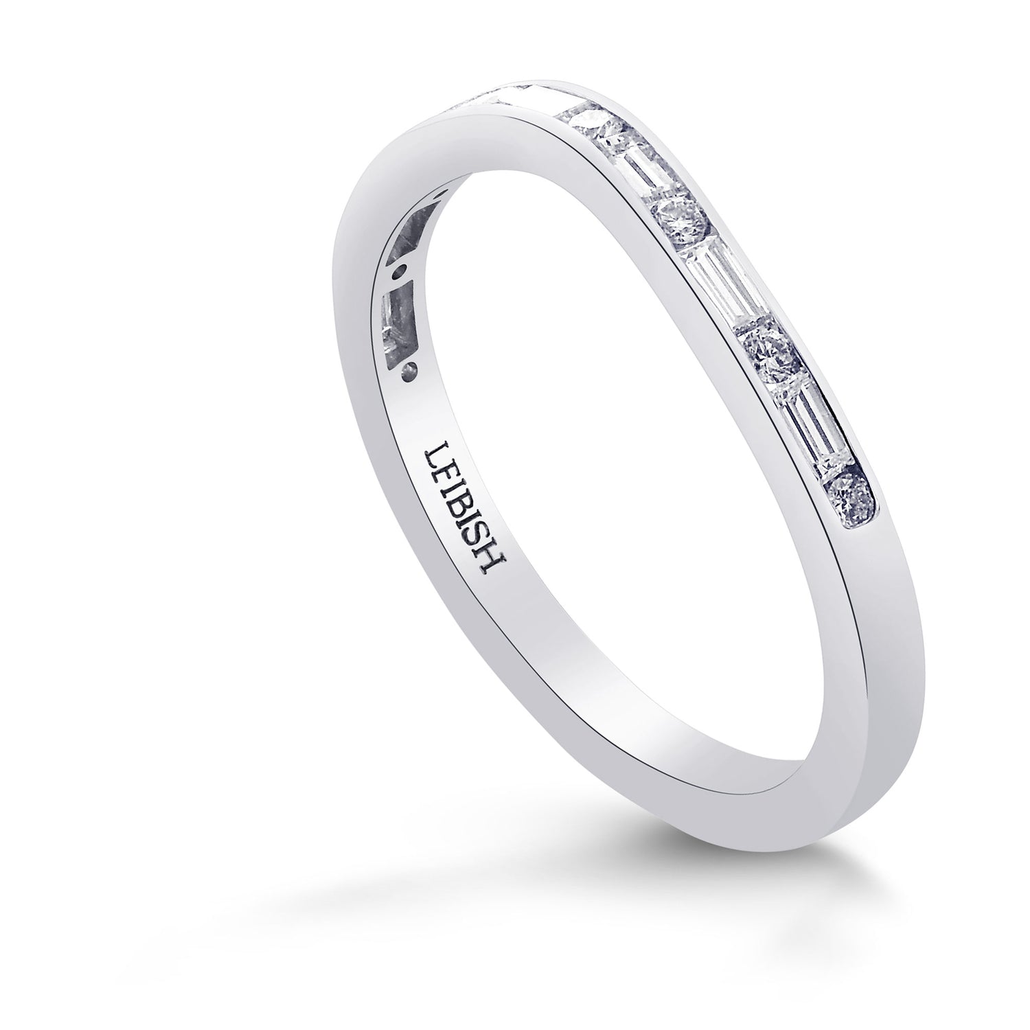 Contoured Brilliants and Baguette Diamond Engagement Ring