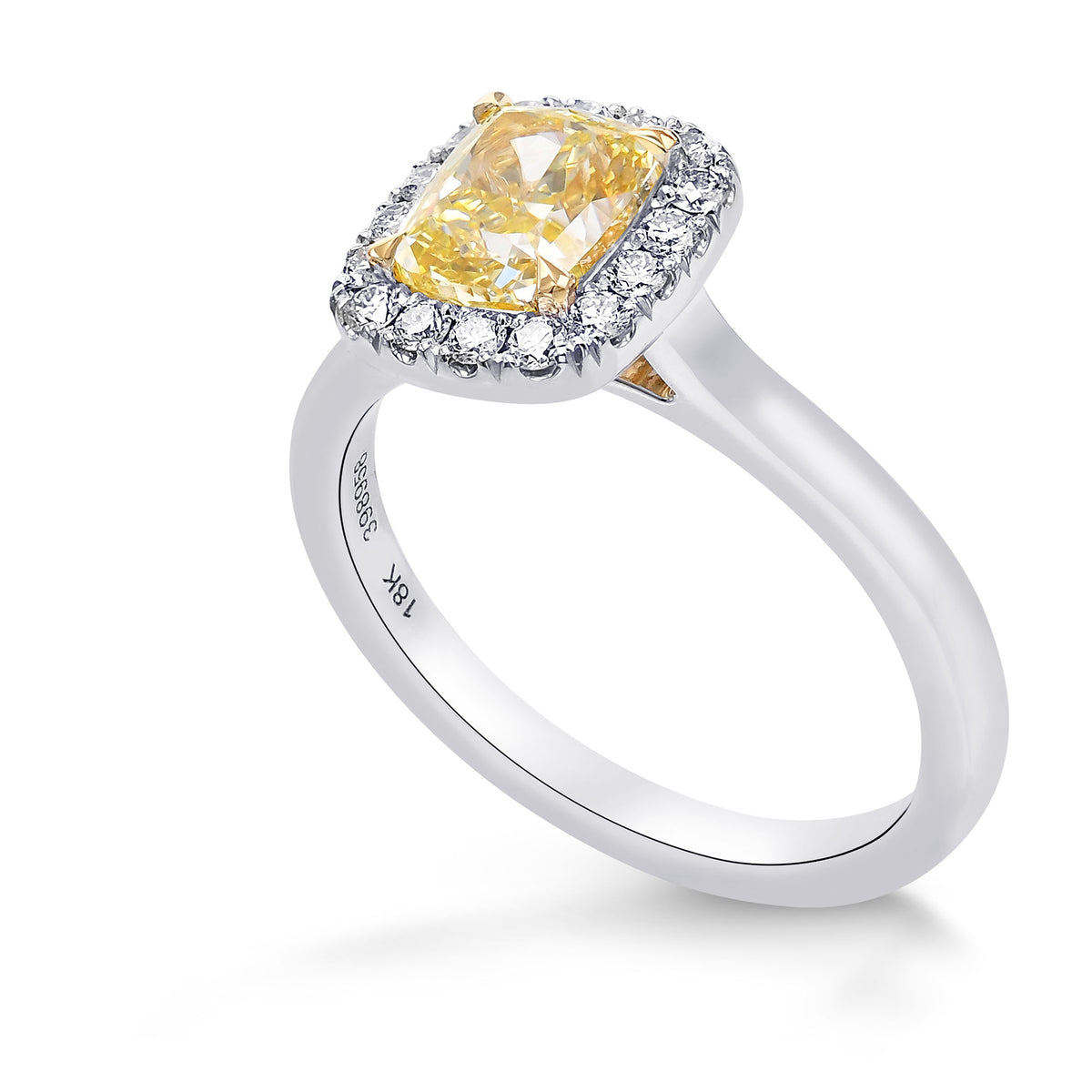  Fancy Yellow Cushion Diamond Halo Ring