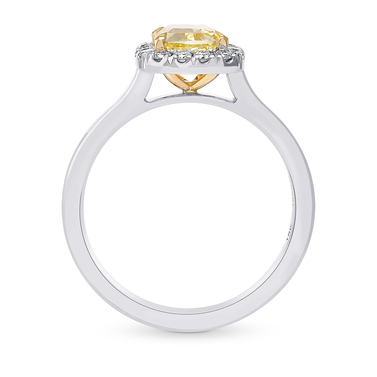  Fancy Yellow Cushion Diamond Halo Ring