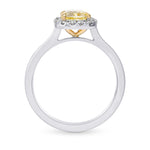  Fancy Yellow Cushion Diamond Halo Ring