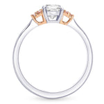 Very Light Green Cushion & Fancy Light Pink Round Diamond Side Stone Ring