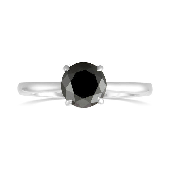 Natural Fancy Black Round Diamond Solitaire Ring