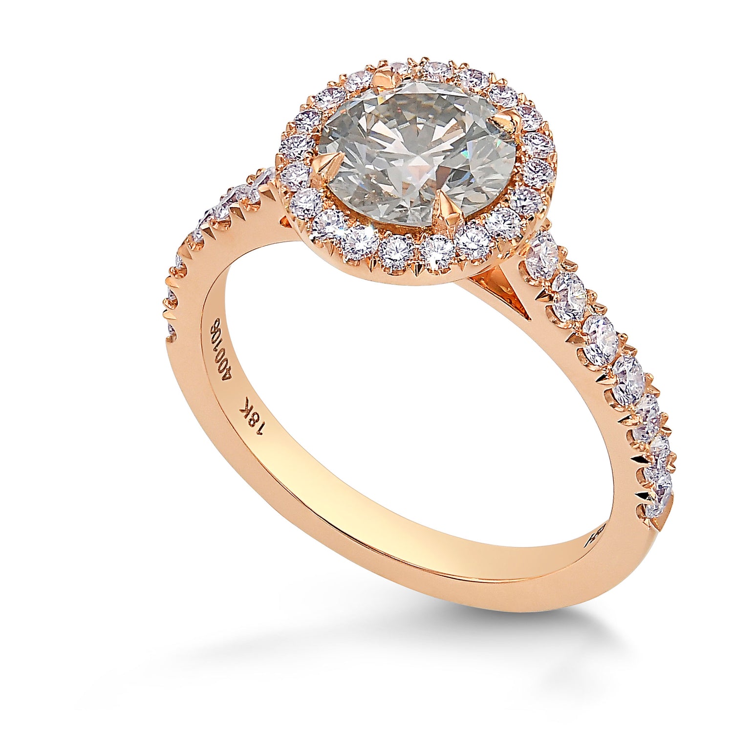 Fancy Gray Round Diamond Halo Ring