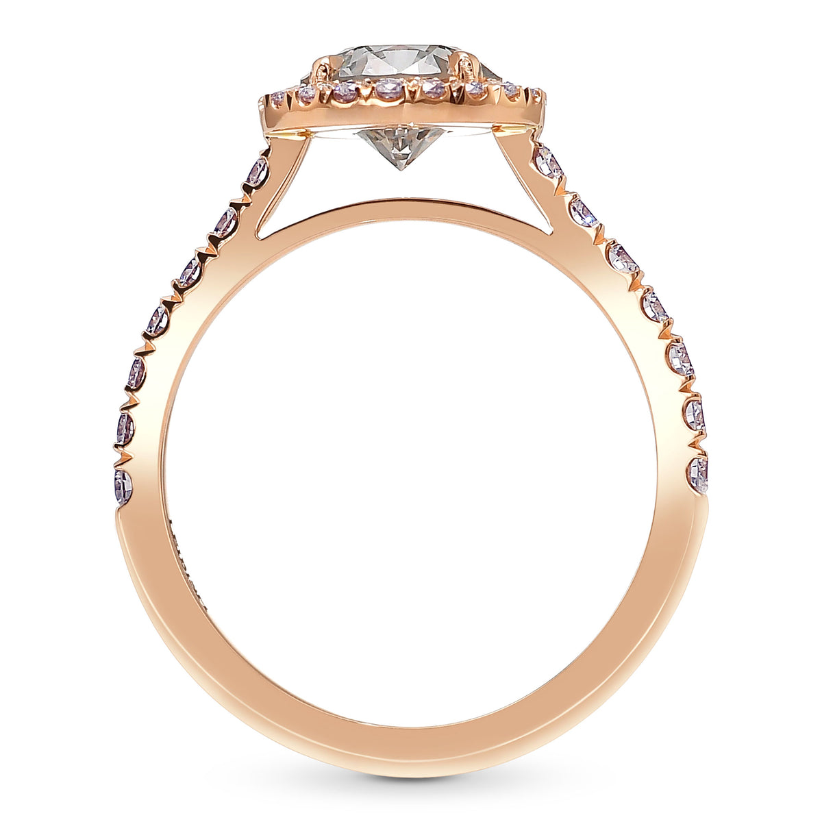 Fancy Gray Round Diamond Halo Ring