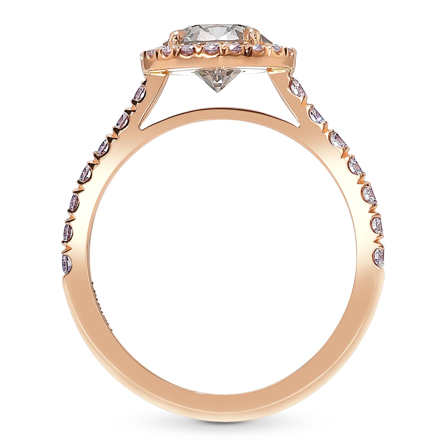 Fancy Gray Round Diamond Halo Ring