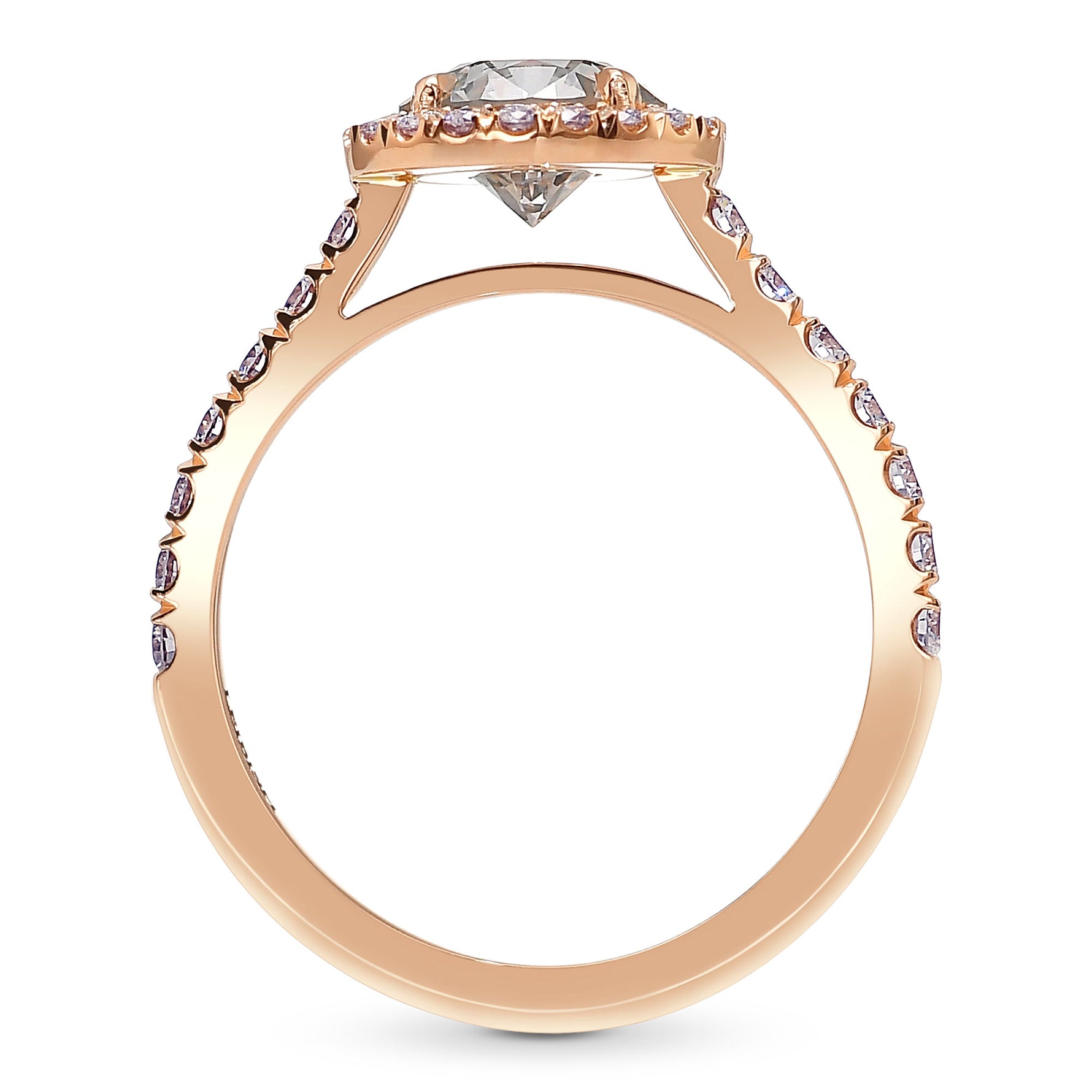 Fancy Gray Round Diamond Halo Ring