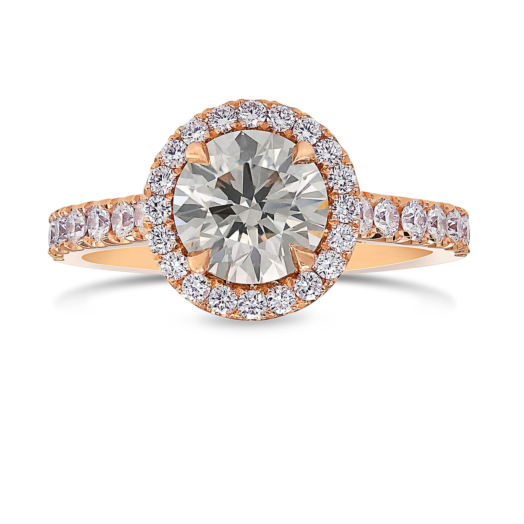 Fancy Gray Round Diamond Halo Ring