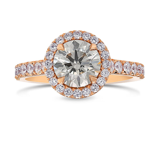 Fancy Gray Round Diamond Halo Ring