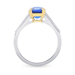 Cornflower Blue Emerald Shape Sapphire & Diamond Ring 