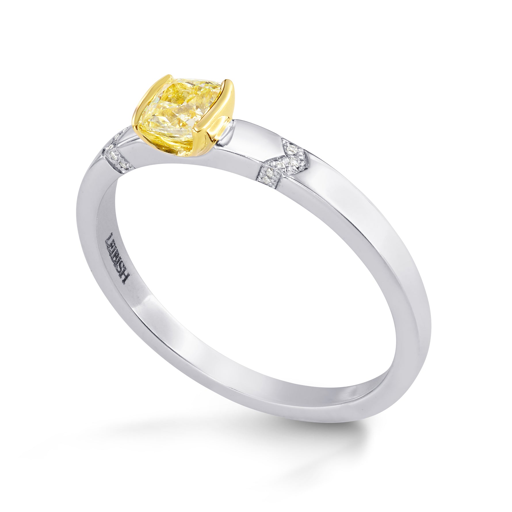 Half-Bezel Accented Solitaire Diamond Ring Setting - 3