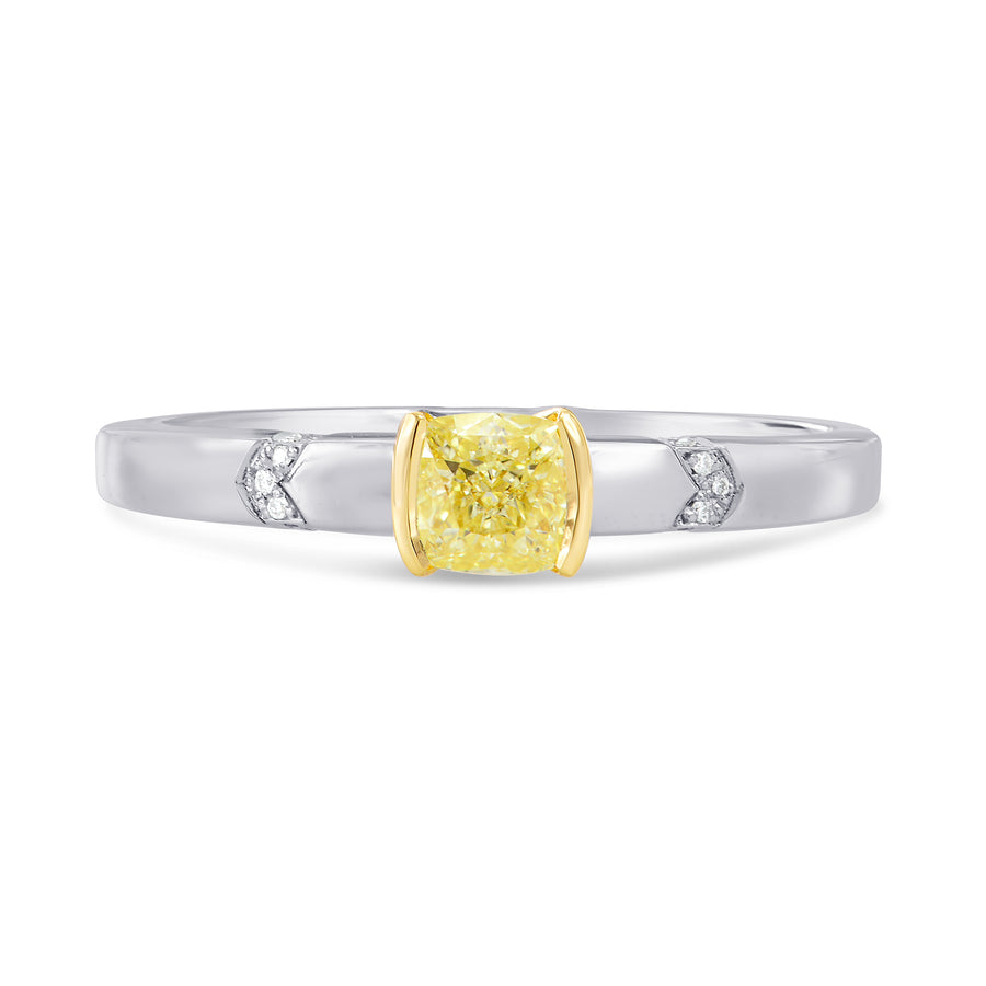 Half-Bezel Accented Solitaire Diamond Ring Setting