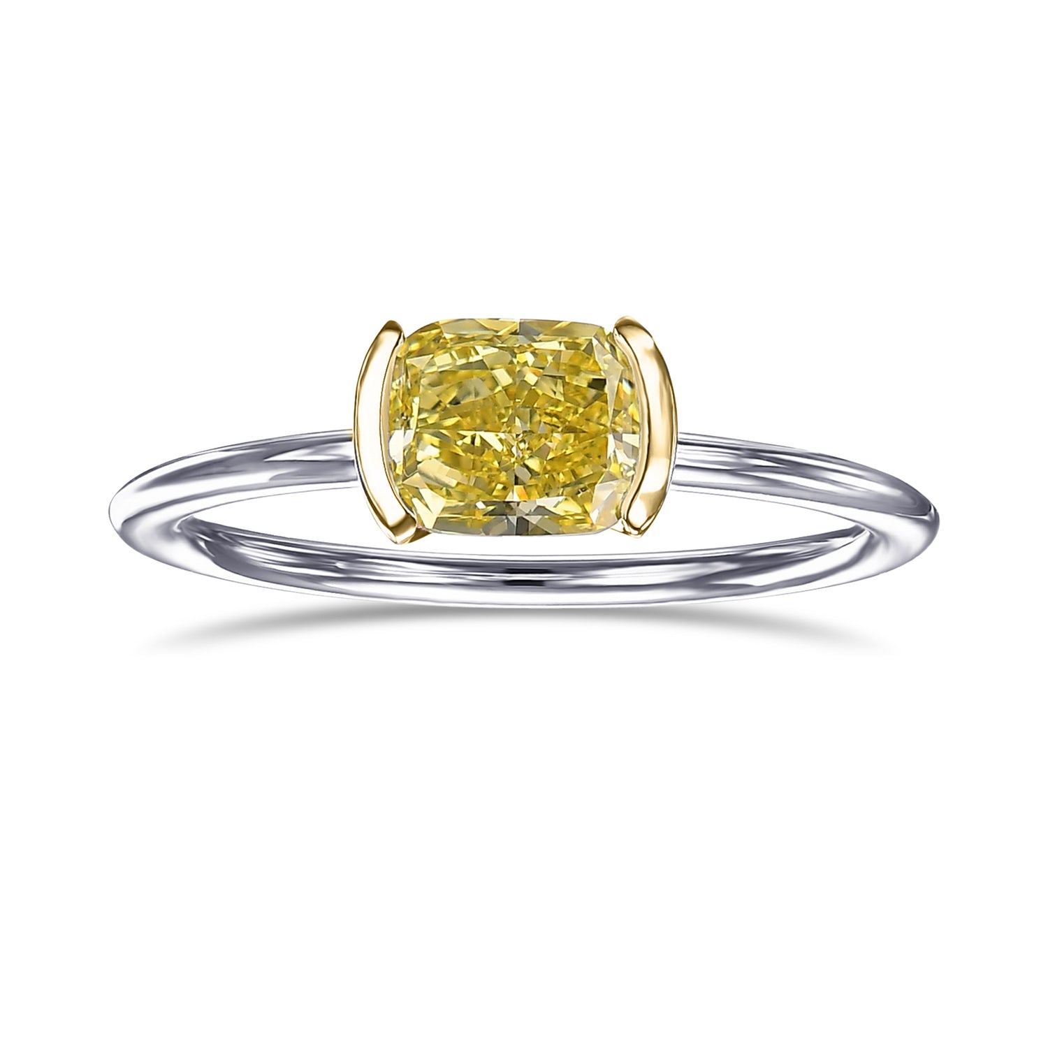 Half-Bezel Thin Band Solitaire Ring Setting - 3