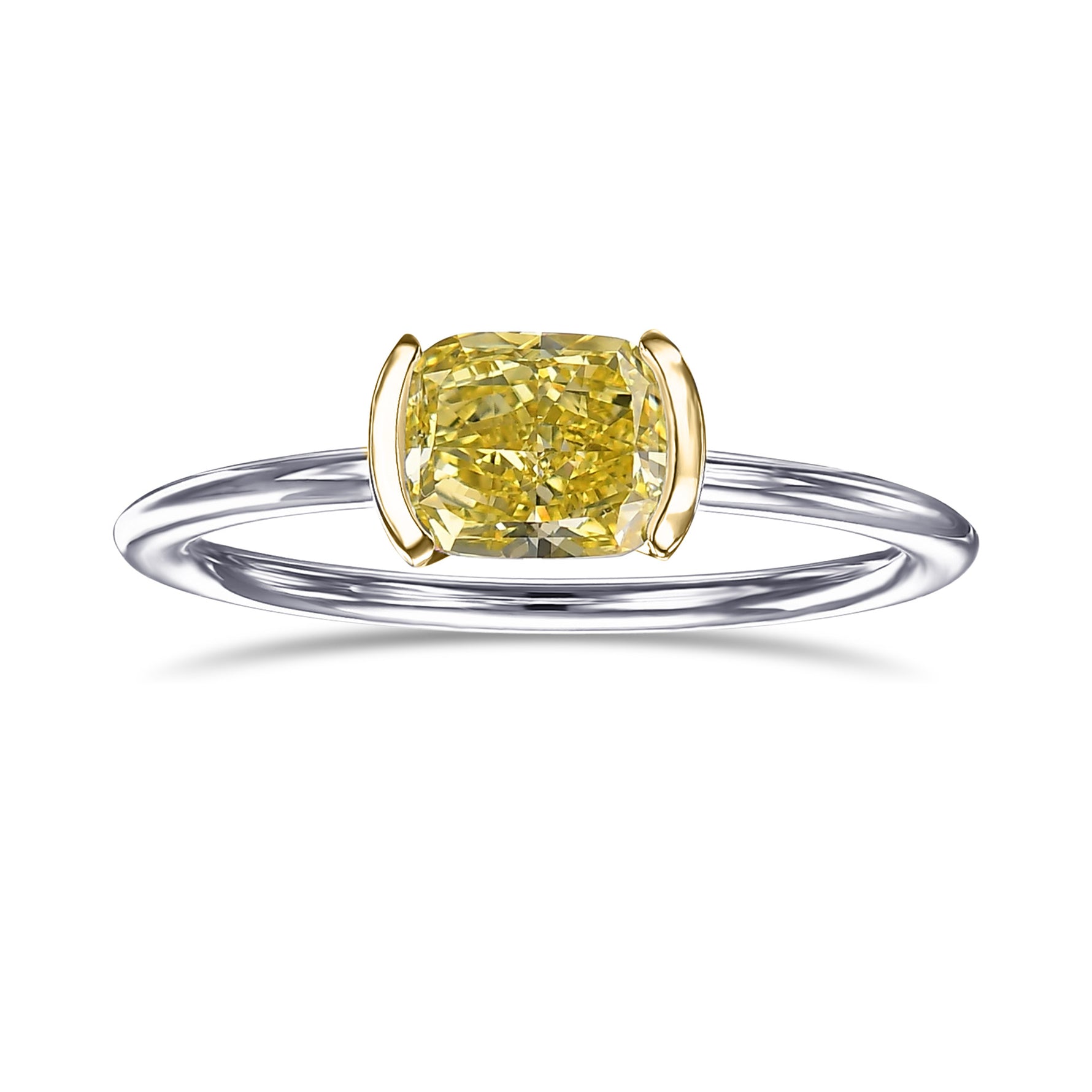 Half-Bezel Thin Band Solitaire Ring Setting - 3