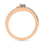 Fancy Dark Gray Cushion Cross-over Side-stone Diamond Ring   