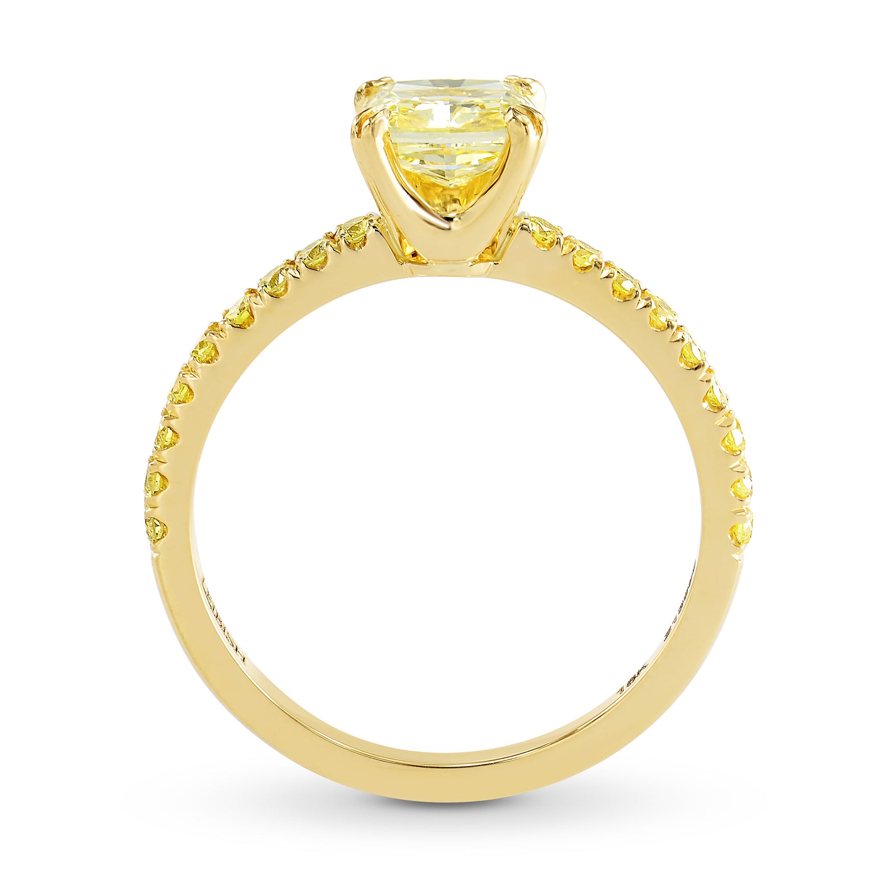Fancy Intense Yellow Round Side Stone Ring Setting - 2
