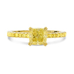 Fancy Intense Yellow Round Side Stone Ring Setting