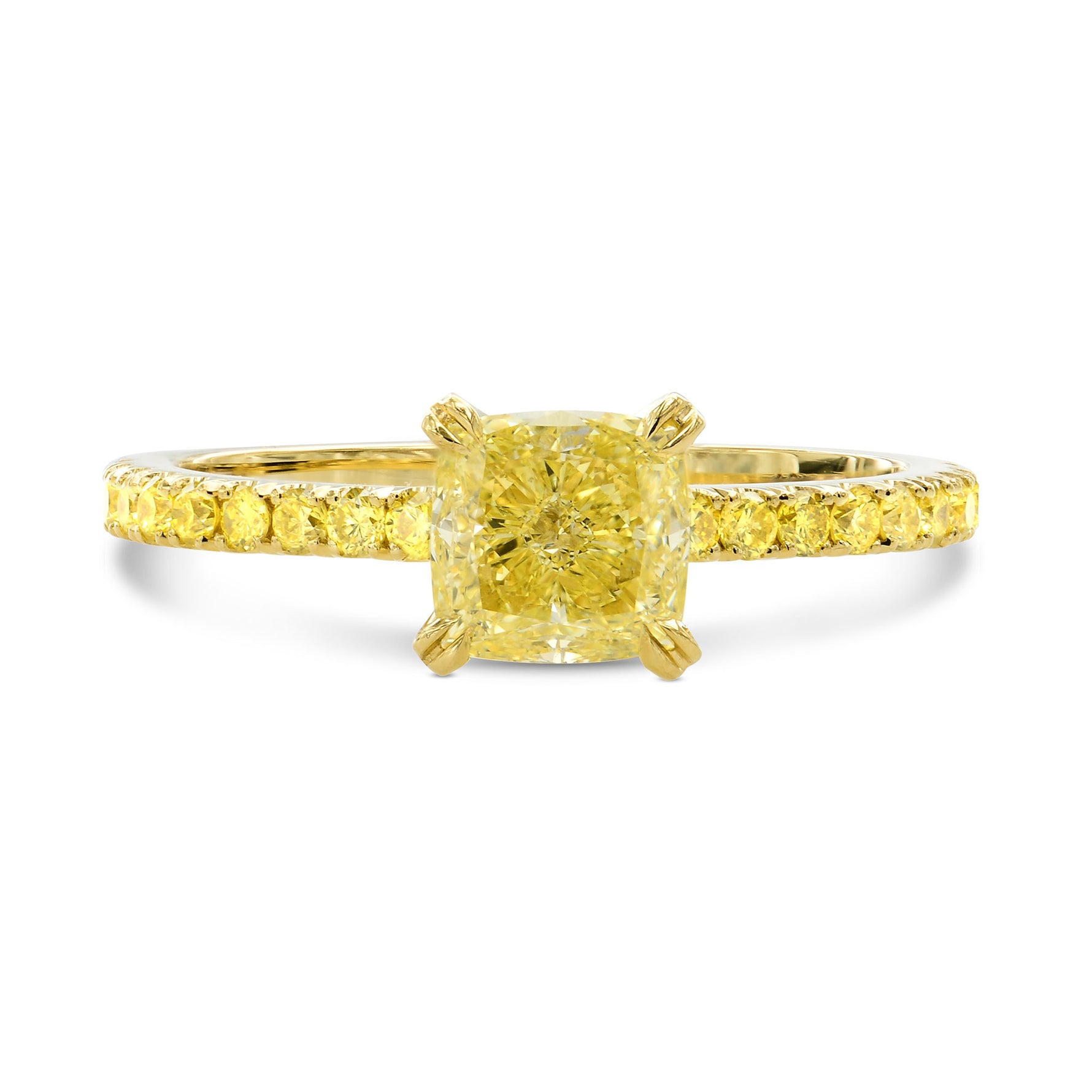 Fancy Intense Yellow Round Side Stone Ring Setting
