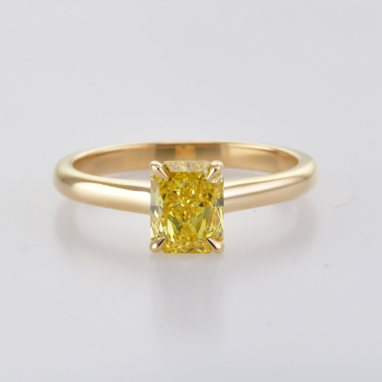 Fancy Vivid Yellow Radiant Diamond Solitaire Ring
