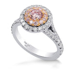 Classic Double Halo Ring with Pink Diamonds - 3