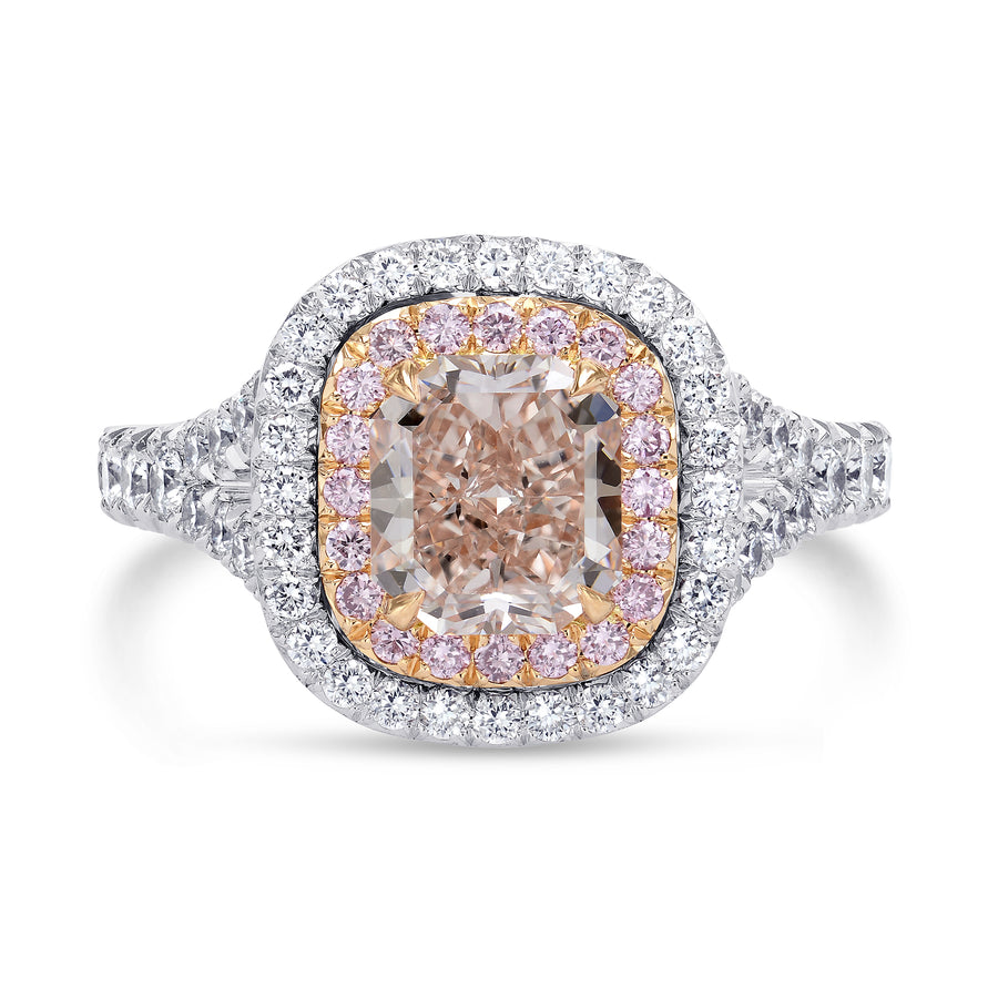 Carriage Halo Pink & Colorless Diamond Ring Setting
