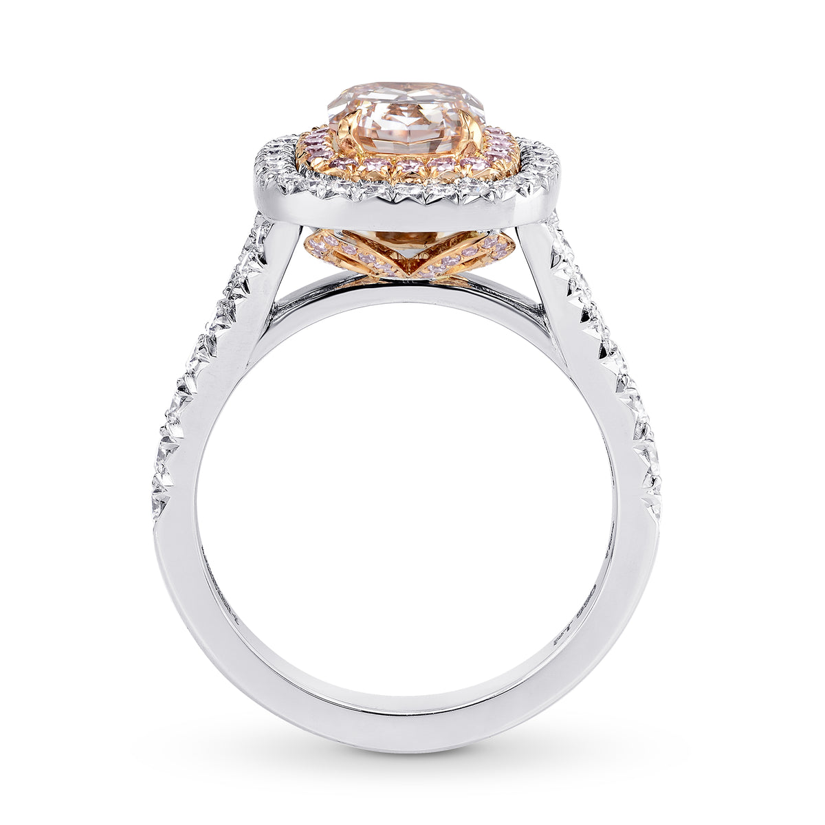 Carriage Halo Pink & Colorless Diamond Ring Setting - 2