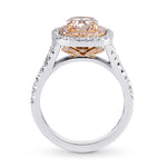 Carriage Halo Pink & Colorless Diamond Ring Setting - 2