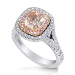 Carriage Halo Pink & Colorless Diamond Ring Setting - 3