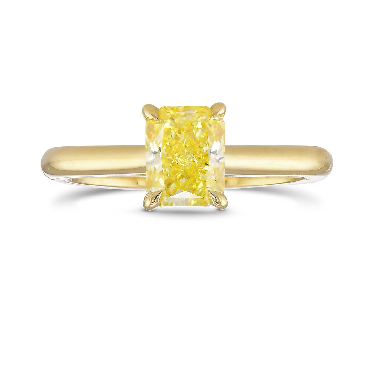 Fancy Yellow Radiant Diamond Solitaire Ring