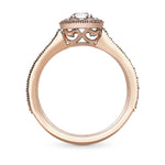 Very Light Pink Cushion Diamond Milgrain Halo Ring