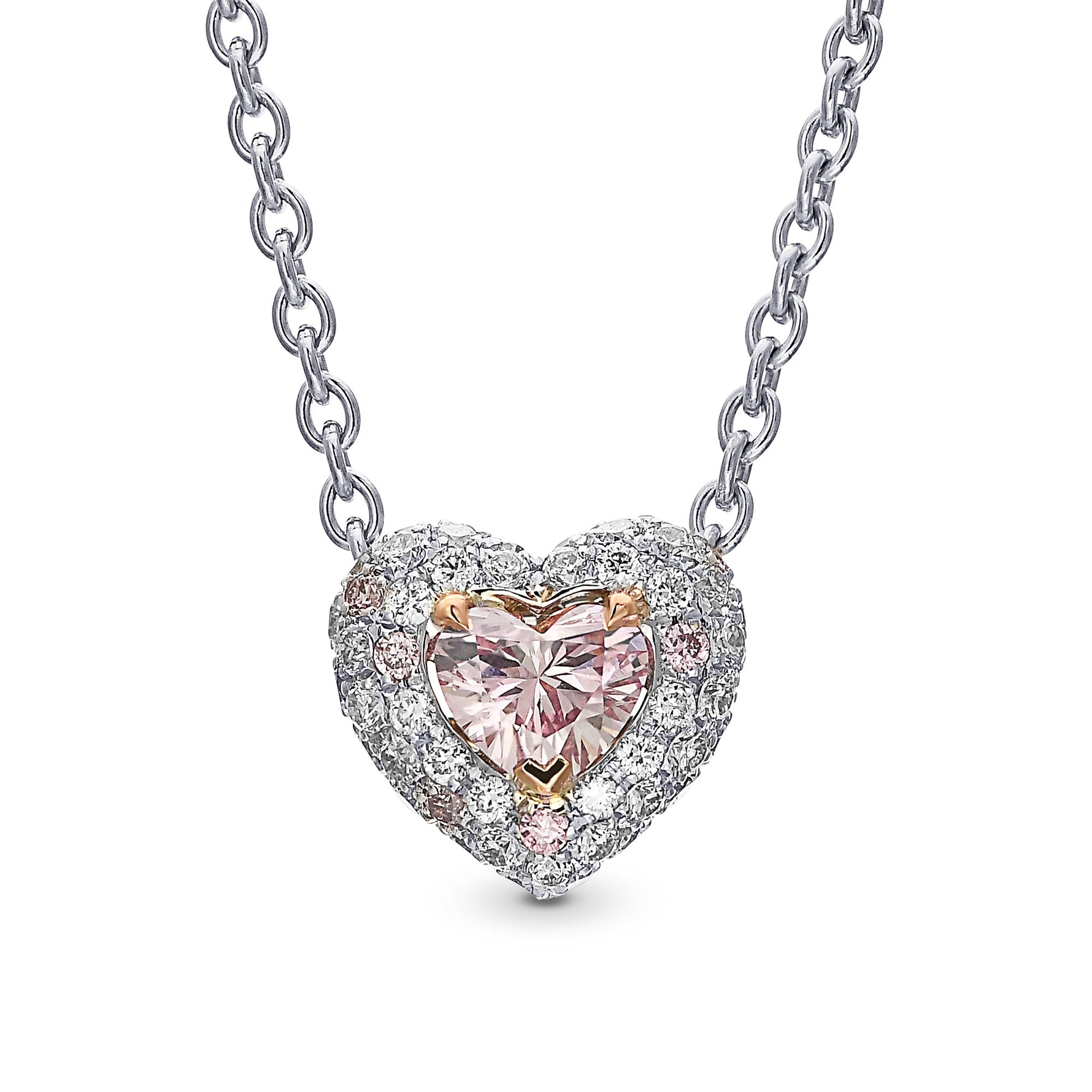 Fancy Pink Heart Shape Pave Diamond Pendant